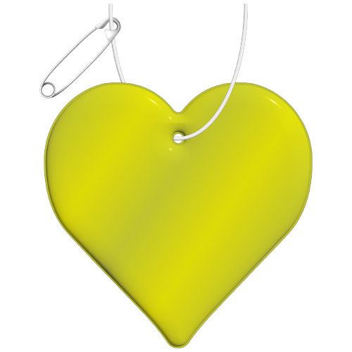 Attache réfléchissante personnalisable en forme de cœur Jaune néon